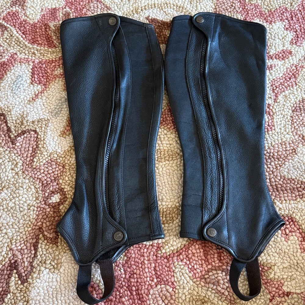 Black Leather Pet Leg Protectors